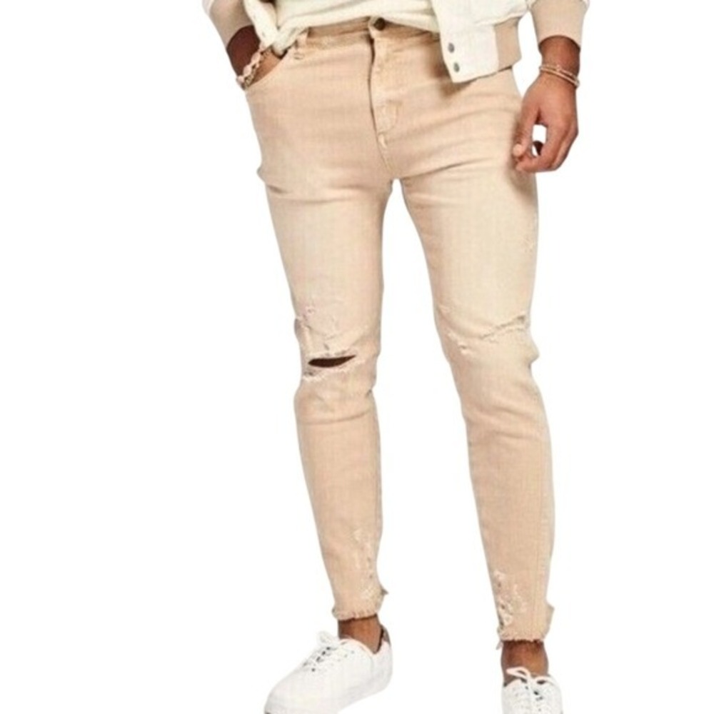 SER.O.YA Diego Tapered Crop Jeans Mens 31 x 28 Sand Dune Distressed Streetwear